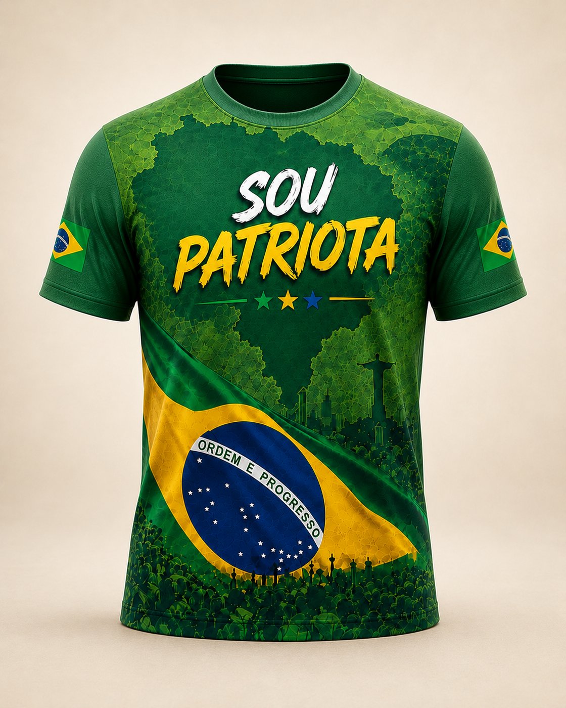 Camiseta Sou Patriota manga curta, cor verde